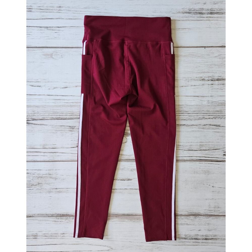 Unbranded Maroon Stripe Detail Workout Leggings sz Medium